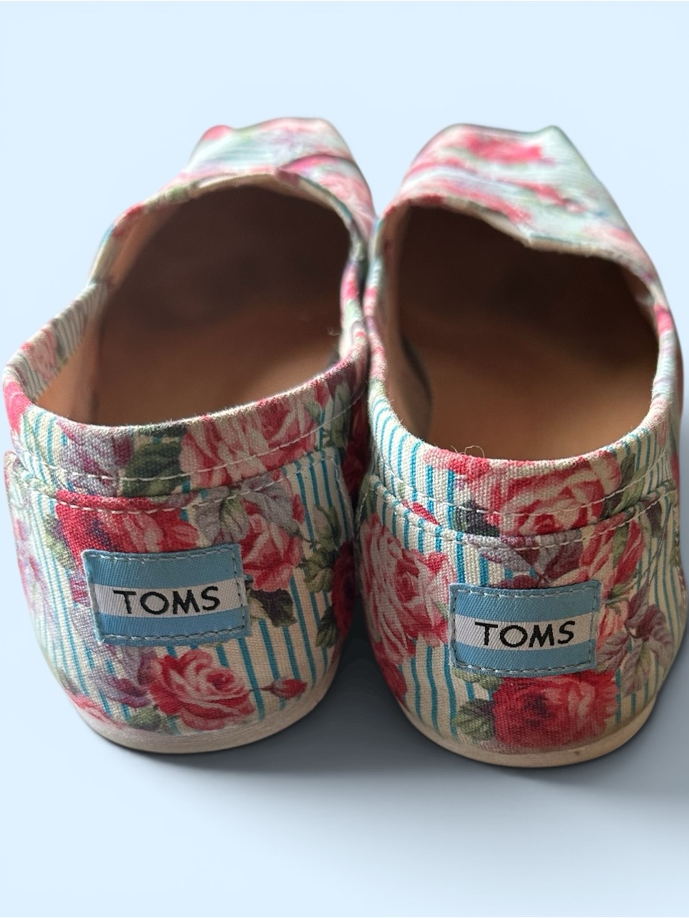Toms Floral Canvas Slip-Ons in Pink and Green - Picture 2 of 4